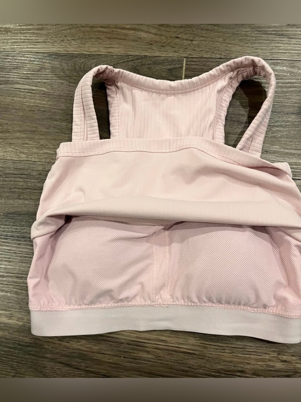 3/$11 Ribbed Light Pink Racerback Extra Small Sports Bra - Picture 4 of 4